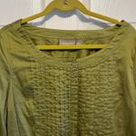 Olive Green Button Front 3/4 Sleeve Pintuck Blouse Top Babydoll Size Large Photo 6