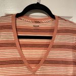 Madewell NWOT Size S Burgundy Pink Striped V Neck Short Sleeve Cotton Tee Shirt Photo 4