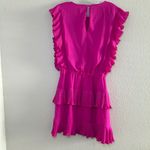 TCEC  Pink Ruffle Tiered Dress Mini Shift Women's Size S girly party preppy Photo 6