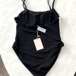 NWT WILO Black White Contrast One Piece Ribbed Swimsuit Size S Photo 1