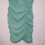 Blush Boutique Green Tie Shoulder Sleeves Ruched Bodycon Mini Dress size large Photo 2