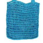 AQUA Crochet Tote Bag With Matching Pouch in Blue New Photo 4