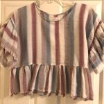 Mustard Seed Vertical Striped And Ruffled Shirt Photo 0