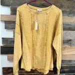 easel  NWT  "Comfort Country" Cotton Terry Knit Mineral Wash Top Raw Seams sz M Photo 2