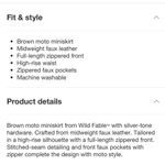 Wild Fable Women's Faux Leather Moto Mini Skirt -  Brown XXL NWT Photo 3