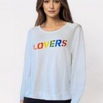 Sundry NWOT  X Anthropologie “Lovers” Graphic Front Sweatshirt Top White Photo 0