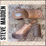 Steve Madden  9 leather Tan Block Heel Sandals Photo 1