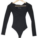 Abercrombie & Fitch Womens  Black Ribbed Knit V-Neck Long Sleeve Bodysuit Size XS Photo 0