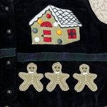Velvet Black Vest with Holiday Gingerbread House Design Photo 5