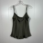 EXPRESS  Silky Satin Drape Neck Mossy Dark Green Spaghetti Strap Cami Tank Top M Photo 7