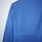 Maggy London  4 Silk Wool Vintage Long Sleeved 4-Pocketed Lapis Blue Shirt Dress Photo 5