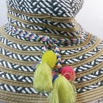 Steve Madden  White Black Paper Straw Khaki Sun Hat Wide Brim One Size Photo 1