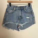 One Teaspoon - High Wait Bonita Jean Shorts Denim Raw Hem Distressed Festival Photo 1