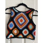 Altar'd State Womens Small Black Knit Granny Square Cropped Top Festival Indie Photo 4