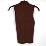 Forever 21 Vintage Y2K  Ribbed Lettuce Trim Chocolate Brown Collared Top‎ Large Photo 1