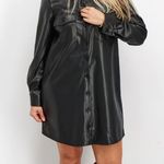 BB Dakota NEW  Women's Vegan Leather Button Down Mini Shirt Dress Black Photo 1