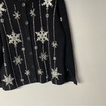 Vintage Bobbie Brooks Sweater XL Black Snowflake Embroidered Beaded Ramie Blend Photo 10