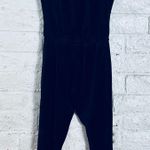 Bebe Y2K baby WomensXS TP Black Velvet Jumpsuit Rhinestone Spellout Strapless Photo 2
