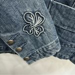 Christopher & Banks Denim Embroidered Flower Button Front Jean Jacket Blazer by  Photo 2