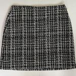 CeCe  Skirt Size 8 Black White Textured Tweed A-Line Mini Sparkle Lined Zip Back Photo 0