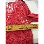 Ultra Pink Crochet Women Lace Long Sleeve Crop Top Boho Festival Delicate Pink L Photo 4