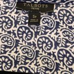 Talbots ‎ Blue/White Floral Shirt 3/4 Sleeve Flowy Wrap Side Tie Blouse Top Sz SP Photo 5
