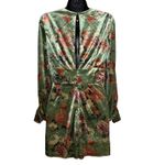 Adelyn Rae Velvet Floral Romper Women's Small Plunge‎ Front  Long Sleeve Green Photo 2