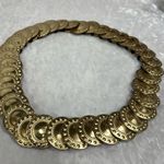 Elegant Gold tone Statement vintage belt medallion coin stretch retro FLAWED Photo 0
