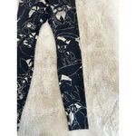 Nike Womens XS Leggings Black Silver Metallic Floral Mid Rise Running Photo 3