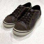 Crocs Brown Leather Suede Lace Up Sneakers Size Men’s 9 Women’s 11 Photo 1