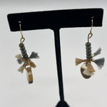 Gold Tone Beaded Tassels and Earth Tone Charm Drop Boho 2” Earrings Photo 0