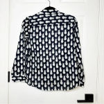Talbots  Cotton Pineapple Print Black‎ White Button Down Top Size Petite Photo 4