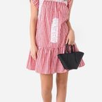J. Marie Women’s The Andy Ruffle Neck Dress in Gingham Red White Large Photo 0