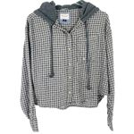American Eagle NWT  Cropped Hooded Flannel Shirt Plaid Size Medium M NEW Photo 1