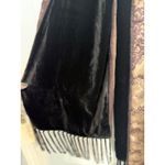 Adrienne Landau Animal Print Rectangular Silk Scarf Fringe Velvet Back Photo 3