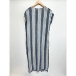 Lulus Dress Size Small White Blue Striped Short Sleeve V Neck Side Slit Photo 3