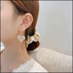 Women's Sweet Love Heart Pearl Dangle Drop Earrings Gold Photo 4