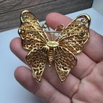 Napier Butterfly Insect Filigree Gold Tone Signed Brooch Pin Photo 6
