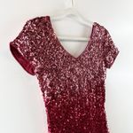 Maner Ombre Sequin Short Sleeve Bodycon Mini Dress Pink Red Black Small Photo 7