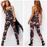 Abercrombie & Fitch Gray Floral Back Cutout Jumpsuit sz Small Photo 1