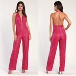 Lulus Hot Pink Sequin Star Potential Halter Jumpsuit Barbie Size XS Photo 1