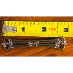 None Vintage Brass Brooch Pin Pink Clear Iridescent Rhinestone Floral Design 2.75" Photo 4