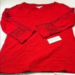 Charter Club  Women's Red Crochet Sleeve Top Photo 14