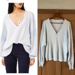 Free People  Callisto Henley Baby Blue Waffle Knit Oversized Women’s size XS Photo 1