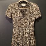 Ba&sh  Zelie Tiered Satin long Maxi Dress Animal Print Black White V neck 6 Photo 1