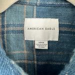 American Eagle Cropped Plaid Flannel Button Up Long Sleeve Blue Women's Small‎ Photo 2