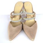 Marc Fisher Nude Rhinestone Pointed Toe Slip Candy Heeled Mule Heels Photo 4