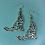 Geometric Howling Wolf Gold Tone Charm Earrings Photo 1