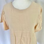 Doe & Rae New Button V Back Top Linen Blend Short Sleeve Shirt Tan Photo 4