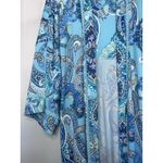 In Bloom By Jonquil Short Robe Womens Size 1X Aqua Blue Paisley Belted Photo 2